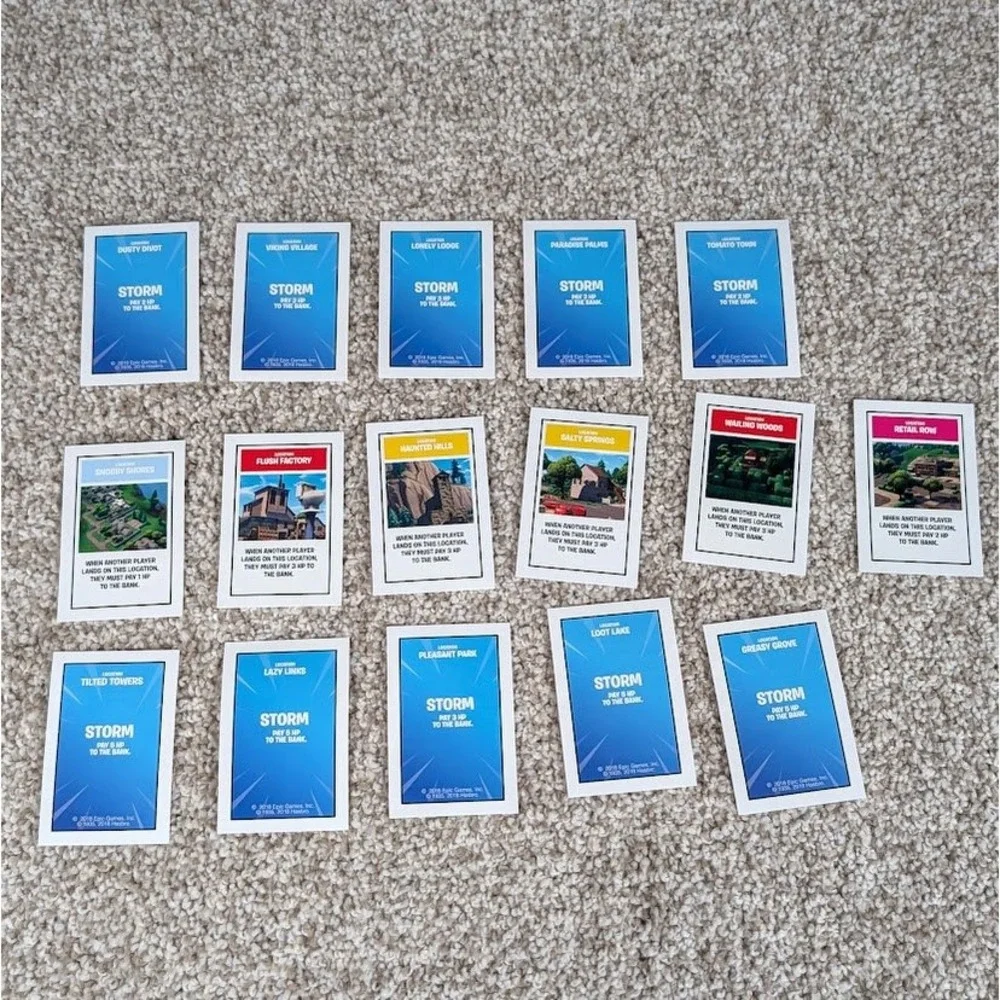 Hasbro Fortnite Monopoly Replacement Property Cards 2018 Edition Lot of 16